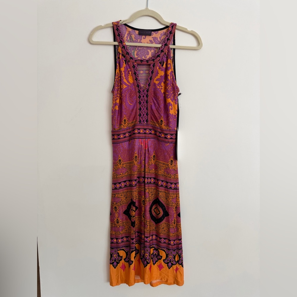 Hale Bob Purple and Orange Sleeveless Midi Dress size XS